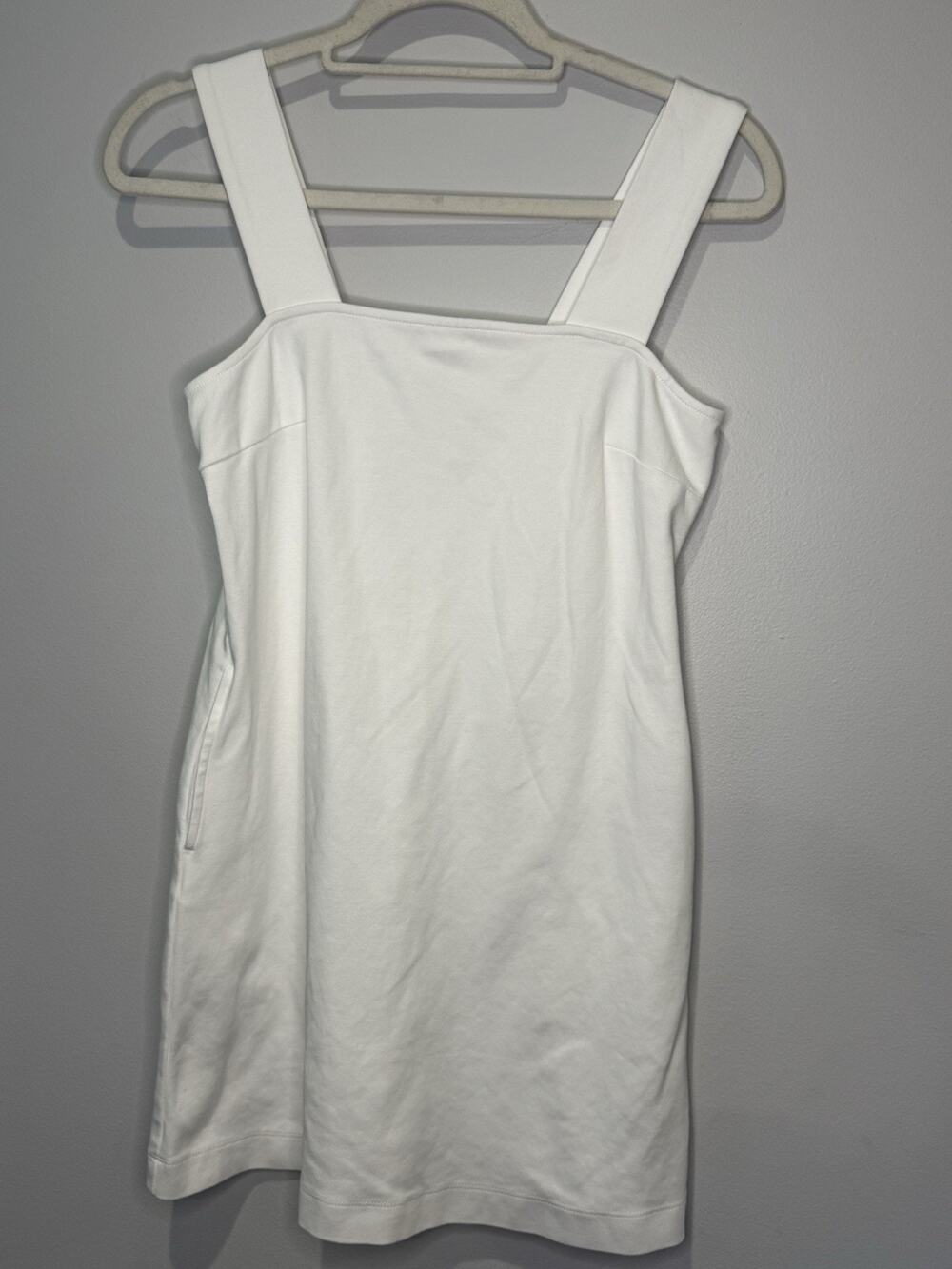 Old Navy Dress Womens XS White Sheath Mini Square Neck Pockets Jersey Casual